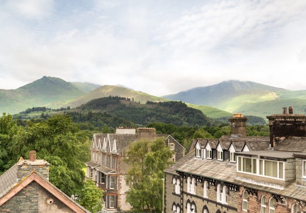 Views across Keswick towards Catbells.