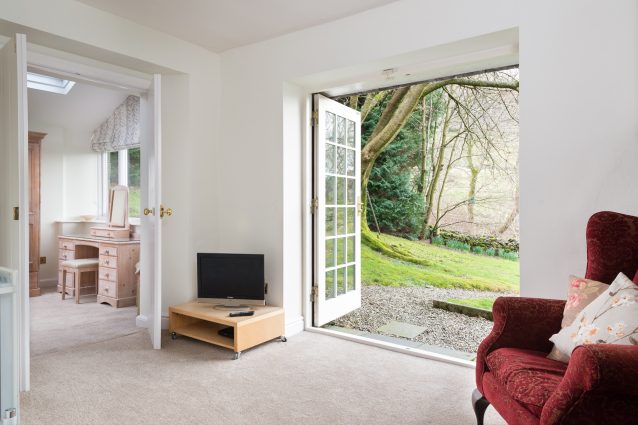 The downstairs suite with it's own bathroom and access to the garden.