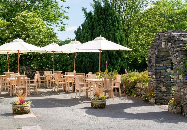 One of the outdoor beer garden areas